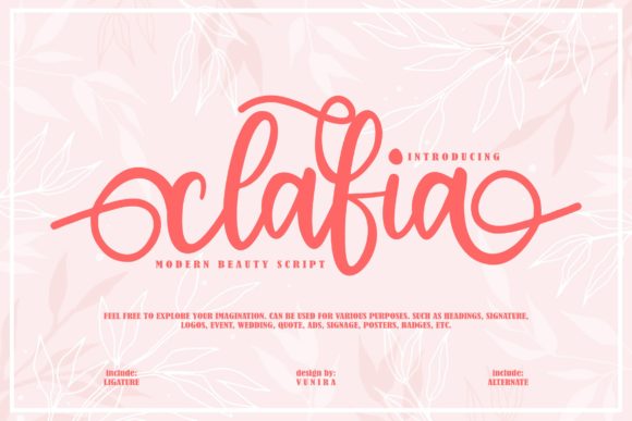 Clafia Typeface: A Delicate Handwritten Font for Elegant Branding